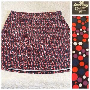 Beroy Women's XL Black Multicolor Polka Dot  Skort‎ Pockets Golf Above Knee EUC